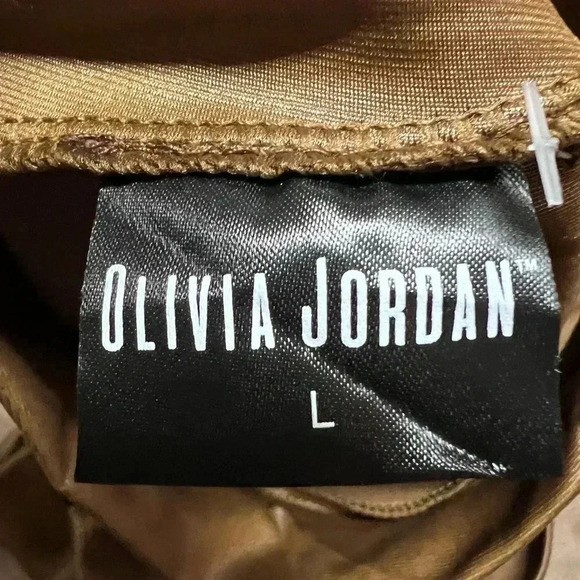 Olivia‎ Jordan Long Sleeves High Neck Liquid Shine Front Cut Out Top Blouse Sz L - Picture 6 of 8